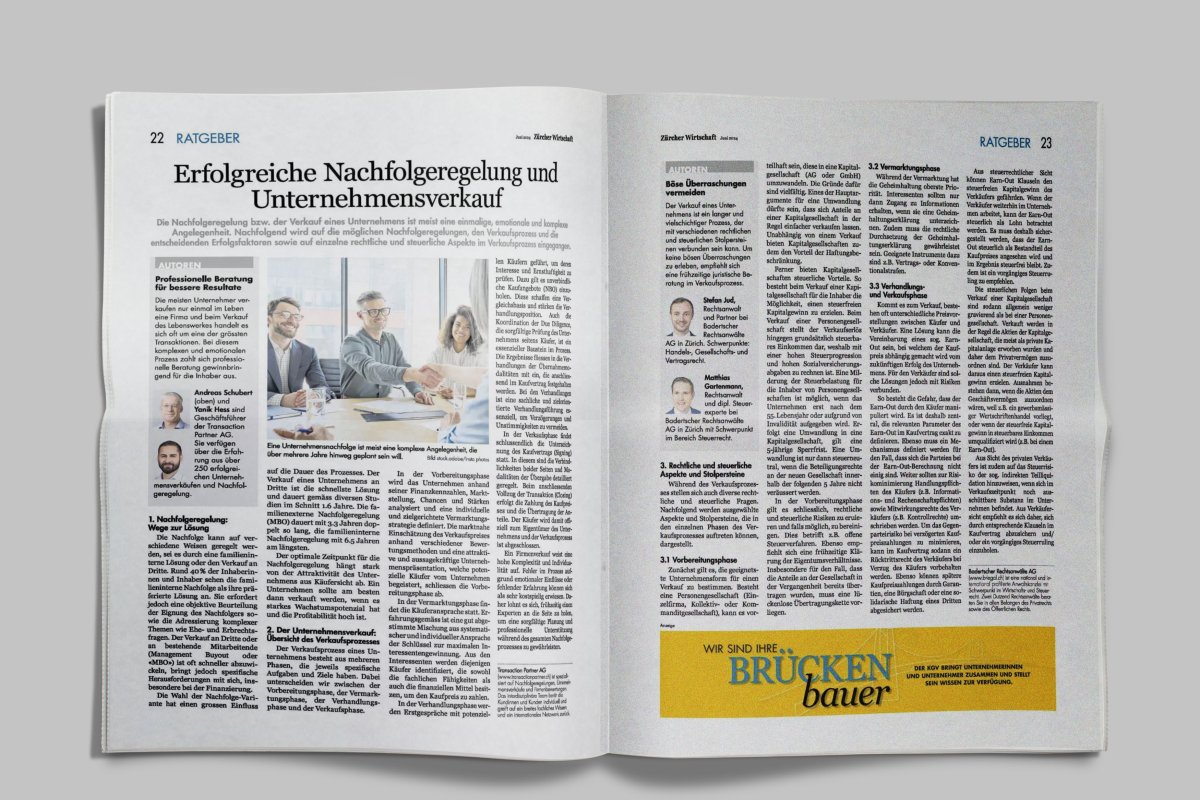 Erfolgreiche Nachfolgeregelung und Unternehmensverkauf Mock Up